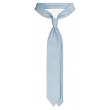 Viola Milano - Pin Dot Selftipped Silk Tie - Light Blue/White - Handmade in Italy - Luxury Exclusive Collection