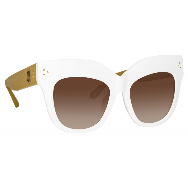 Linda Farrow - Dunaway Oversized Sunglasses in White - LFL1049C17SUN - Linda Farrow Eyewear