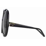 Linda Farrow - Ellen Round Sunglasses in Black - LFL1172C1SUN - Linda Farrow Eyewear