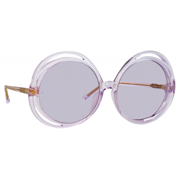 Linda Farrow - Ellen Round Sunglasses in Lilac - LFL1172C7SUN - Linda Farrow Eyewear