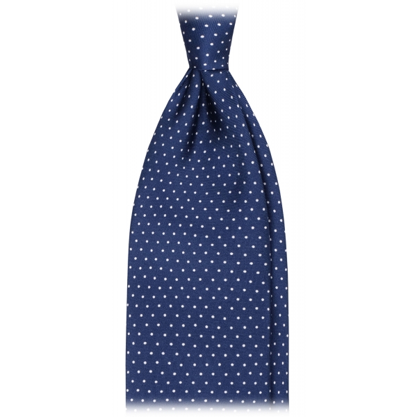 Viola Milano - Pin Dot Selftipped Silk Tie - Blue/White - Handmade in Italy - Luxury Exclusive Collection