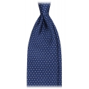 Viola Milano - Pin Dot Selftipped Silk Tie - Blue/White - Handmade in Italy - Luxury Exclusive Collection