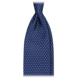 Viola Milano - Pin Dot Selftipped Silk Tie - Blue/White - Handmade in Italy - Luxury Exclusive Collection