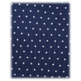 Viola Milano - Pin Dot Selftipped Silk Tie - Blue/White - Handmade in Italy - Luxury Exclusive Collection