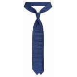 Viola Milano - Pin Dot Selftipped Silk Tie - Blue/White - Handmade in Italy - Luxury Exclusive Collection