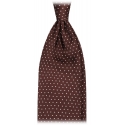 Viola Milano - Pin Dot Selftipped Silk Tie - Brown/White - Handmade in Italy - Luxury Exclusive Collection