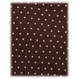 Viola Milano - Pin Dot Selftipped Silk Tie - Brown/White - Handmade in Italy - Luxury Exclusive Collection