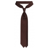 Viola Milano - Pin Dot Selftipped Silk Tie - Brown/White - Handmade in Italy - Luxury Exclusive Collection