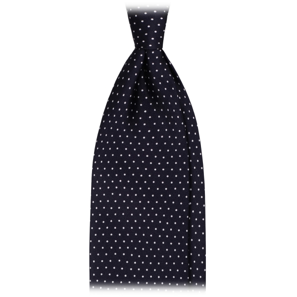 Viola Milano - Pin Dot Selftipped Silk Tie - Navy/White - Handmade in Italy - Luxury Exclusive Collection