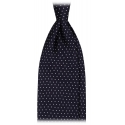 Viola Milano - Pin Dot Selftipped Silk Tie - Navy/White - Handmade in Italy - Luxury Exclusive Collection