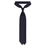 Viola Milano - Pin Dot Selftipped Silk Tie - Navy/White - Handmade in Italy - Luxury Exclusive Collection