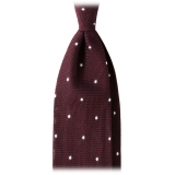 Viola Milano - Polka Dot Grenadine 7-Fold Unlined Tie - Wine/White - Handmade in Italy - Luxury Exclusive Collection