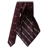 Viola Milano - Polka Dot Grenadine 7-Fold Unlined Tie - Wine/White - Handmade in Italy - Luxury Exclusive Collection