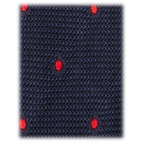 Viola Milano - Cravatta 7 Pieghe Sfoderata con Granata a Pois - Navy/Rosso - Handmade in Italy - Luxury Exclusive Collection