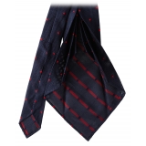 Viola Milano - Polka Dot Grenadine 7-Fold Unlined Tie - Navy/Red - Handmade in Italy - Luxury Exclusive Collection