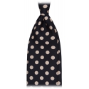 Viola Milano - Polka Dot Handprinted Selftipped Silk Tie - Navy/White - Handmade in Italy - Luxury Exclusive Collection