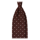 Viola Milano - Polka Dot Woven Grenadine/Shantung Tie - Burgundy/White - Handmade in Italy - Luxury Exclusive Collection