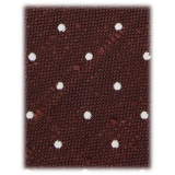 Viola Milano - Polka Dot Woven Grenadine/Shantung Tie - Burgundy/White - Handmade in Italy - Luxury Exclusive Collection