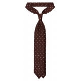 Viola Milano - Polka Dot Woven Grenadine/Shantung Tie - Burgundy/White - Handmade in Italy - Luxury Exclusive Collection