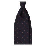 Viola Milano - Polka Dot Handrolled Woven Grenadine/Shantung Tie - Navy/Red - Handmade in Italy - Luxury Exclusive Collection