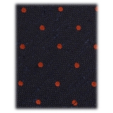 Viola Milano - Cravatta in Granatina/Shantung a Pois - Navy/Rosso - Handmade in Italy - Luxury Exclusive Collection