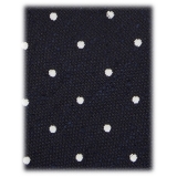 Viola Milano - Polka Dot Handrolled Woven Grenadine/Shantung Tie - Navy/White - Handmade in Italy - Luxury Exclusive Collection