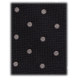 Viola Milano - Polka Dot Handrolled Woven Silk Jacquard Tie - Graphite/White - Handmade in Italy - Luxury Exclusive Collection