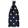 Viola Milano - Cravatta in Seta Jacquard a Pois - Navy/Bianco - Handmade in Italy - Luxury Exclusive Collection