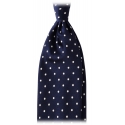 Viola Milano - Polka Dot Handrolled Woven Silk Jacquard Tie - Navy/White - Handmade in Italy - Luxury Exclusive Collection