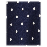 Viola Milano - Polka Dot Handrolled Woven Silk Jacquard Tie - Navy/White - Handmade in Italy - Luxury Exclusive Collection