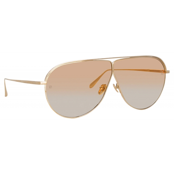 Linda Farrow - Hura Aviator Sunglasses in Light Gold - LFL1263C3SUN - Linda Farrow Eyewear