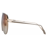 Linda Farrow - Hura Aviator Sunglasses in Light Gold - LFL1263C3SUN - Linda Farrow Eyewear