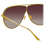 Linda Farrow - Hura Aviator Sunglasses in Yellow Gold - LFL1263C2SUN - Linda Farrow Eyewear