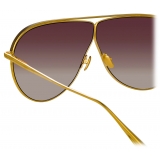 Linda Farrow - Occhiali da Sole Hura Aviator in Oro Giallo - LFL1263C2SUN - Linda Farrow Eyewear