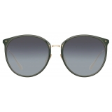 Linda Farrow - Kings Oval Sunglasses in Green - LFL747C26SUN - Linda Farrow Eyewear