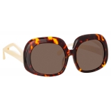 Linda Farrow - Lea Oversized Sunglasses in Tortoiseshell - LFL1289C2SUN - Linda Farrow Eyewear