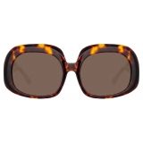 Linda Farrow - Lea Oversized Sunglasses in Tortoiseshell - LFL1289C2SUN - Linda Farrow Eyewear