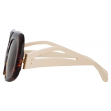 Linda Farrow - Lea Oversized Sunglasses in Tortoiseshell - LFL1289C2SUN - Linda Farrow Eyewear