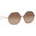 Linda Farrow - Leif Oversized Sunglasses in Rose Gold Brown - LFL1148C3SUN - Linda Farrow Eyewear