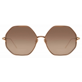Linda Farrow - Leif Oversized Sunglasses in Rose Gold Brown - LFL1148C3SUN - Linda Farrow Eyewear