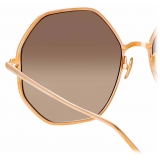 Linda Farrow - Occhiali da Sole Leif Oversized in Oro Rosa Marrone - LFL1148C3SUN - Linda Farrow Eyewear