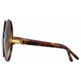 Linda Farrow - Victoria Round Sunglasses in Tortoiseshell - LFL1259C2SUN - Linda Farrow Eyewear
