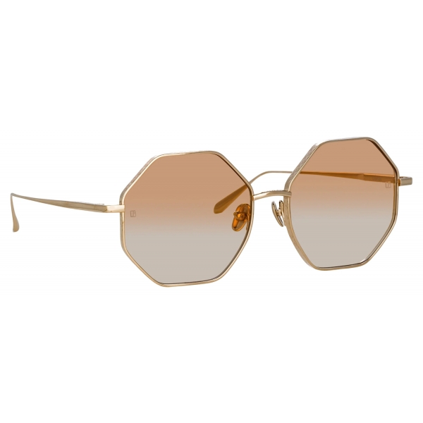 Linda Farrow - Lianas Hexagon Sunglasses in Light Gold - LFL1253C3SUN - Linda Farrow Eyewear