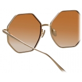 Linda Farrow - Occhiali da Sole Lianas Hexagon in Oro Chiaro - LFL1253C3SUN - Linda Farrow Eyewear