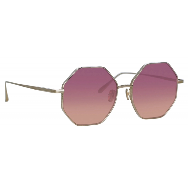 Linda Farrow - Lianas Hexagon Sunglasses in Light Gold Wine - LFL1253C7SUN - Linda Farrow Eyewear