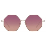 Linda Farrow - Lianas Hexagon Sunglasses in Light Gold Wine - LFL1253C7SUN - Linda Farrow Eyewear