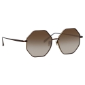 Linda Farrow - Lianas Hexagon Sunglasses in Metallic Brown - LFL1253C8SUN - Linda Farrow Eyewear