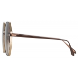 Linda Farrow - Occhiali da Sole Lianas Hexagon in Marrone Metallizzato - LFL1253C8SUN - Linda Farrow Eyewear