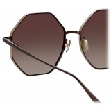 Linda Farrow - Occhiali da Sole Lianas Hexagon in Marrone Metallizzato - LFL1253C8SUN - Linda Farrow Eyewear