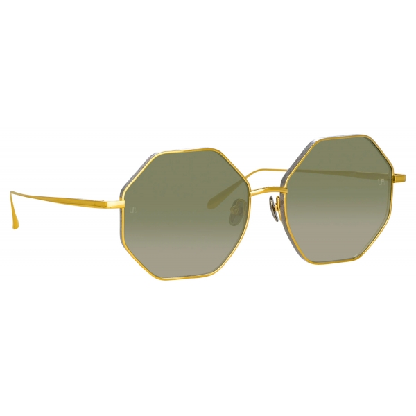Linda Farrow - Lianas Hexagon Sunglasses in Yellow Gold - LFL1253C2SUN - Linda Farrow Eyewear